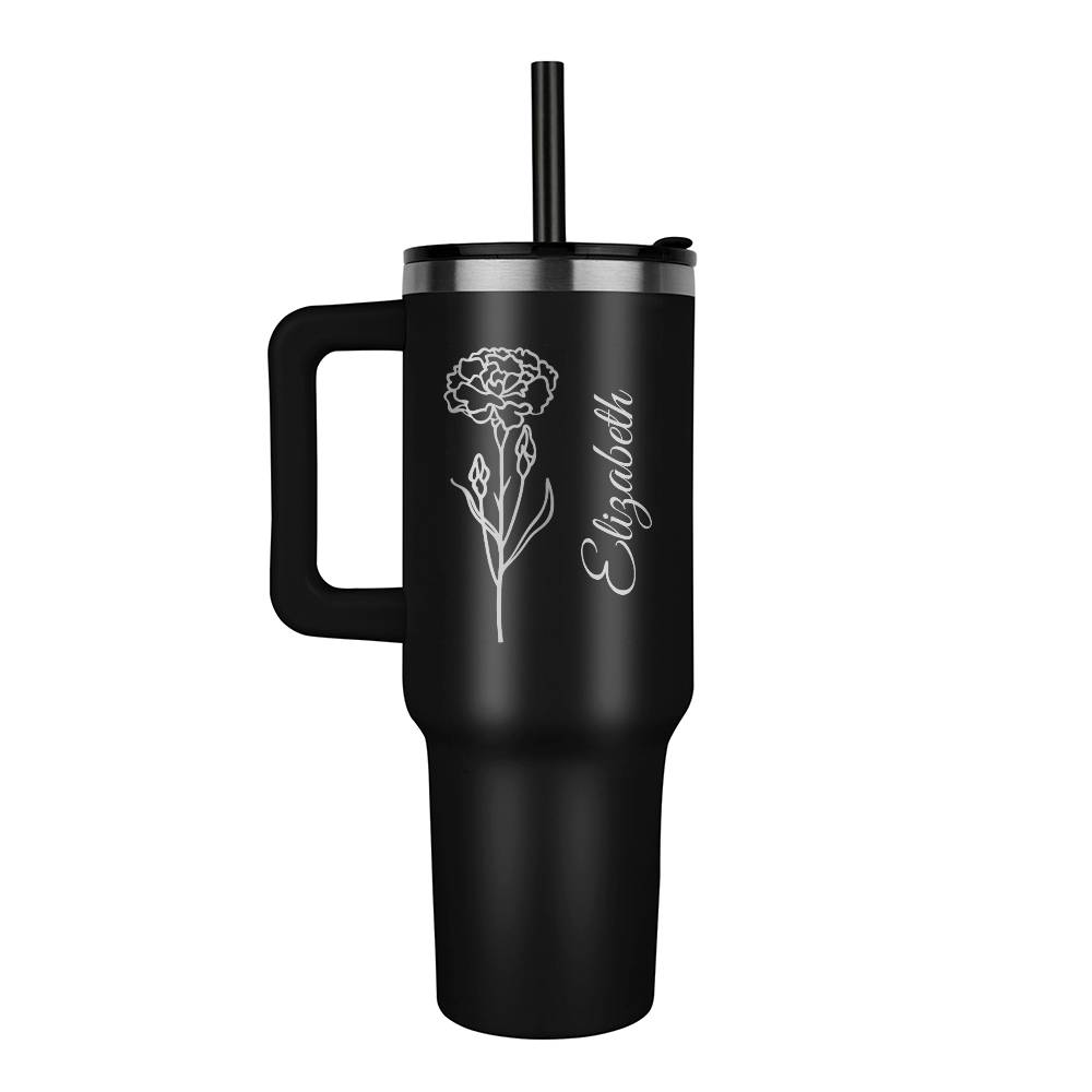 Personalized Tumbler 40oz With Flower and Name