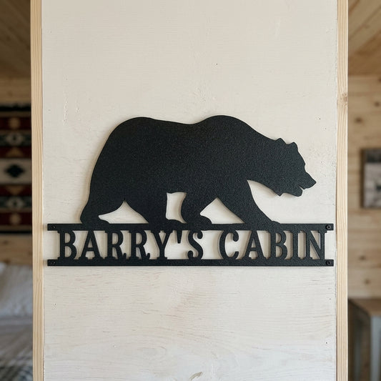 Custom Metal Wall Art - Personalized Bear Monogram Black