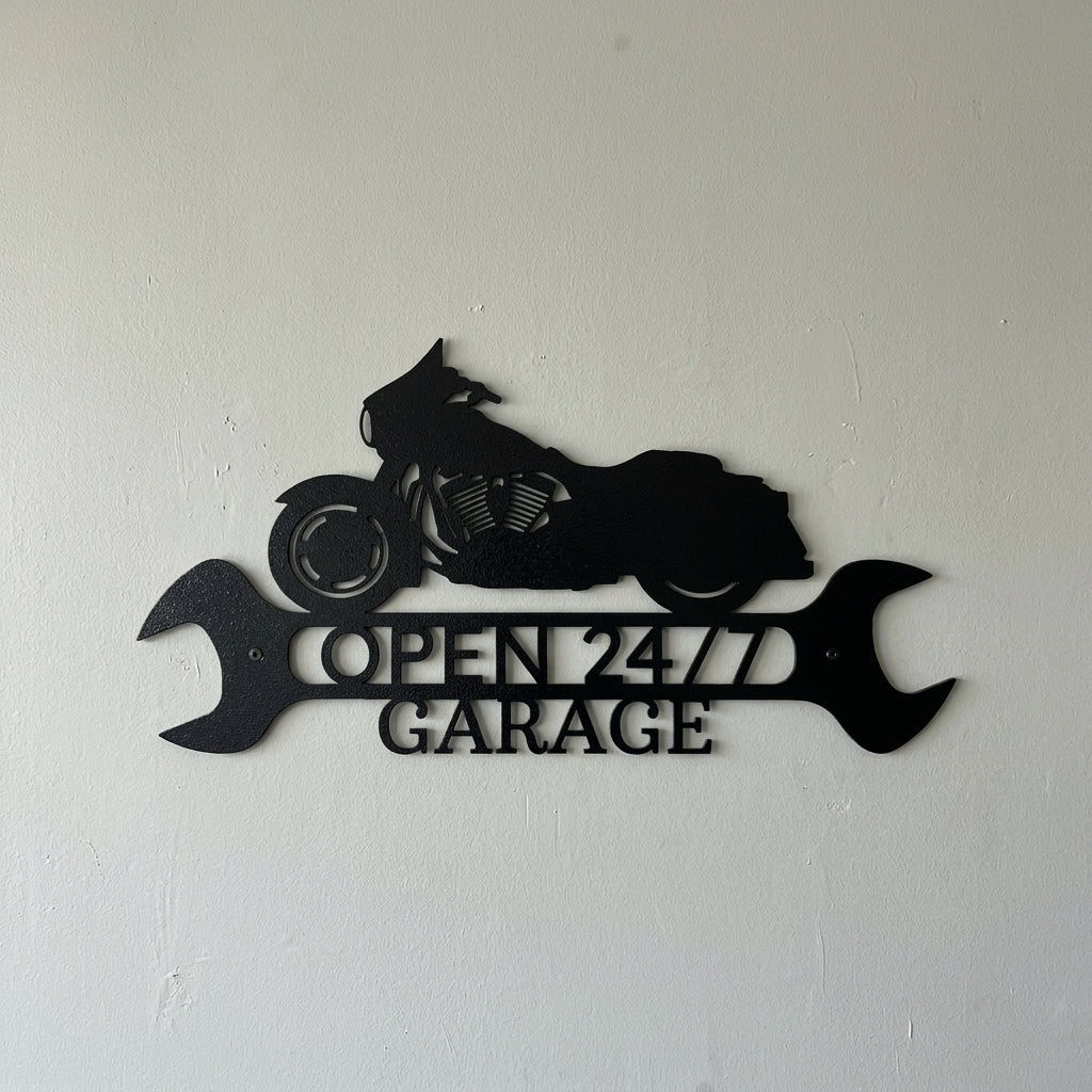 Custom Metal Wall Art - Personalized Garage Sign Black