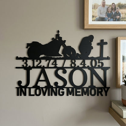 Custom Metal Wall Art - Personalized Biker Memorial Sign