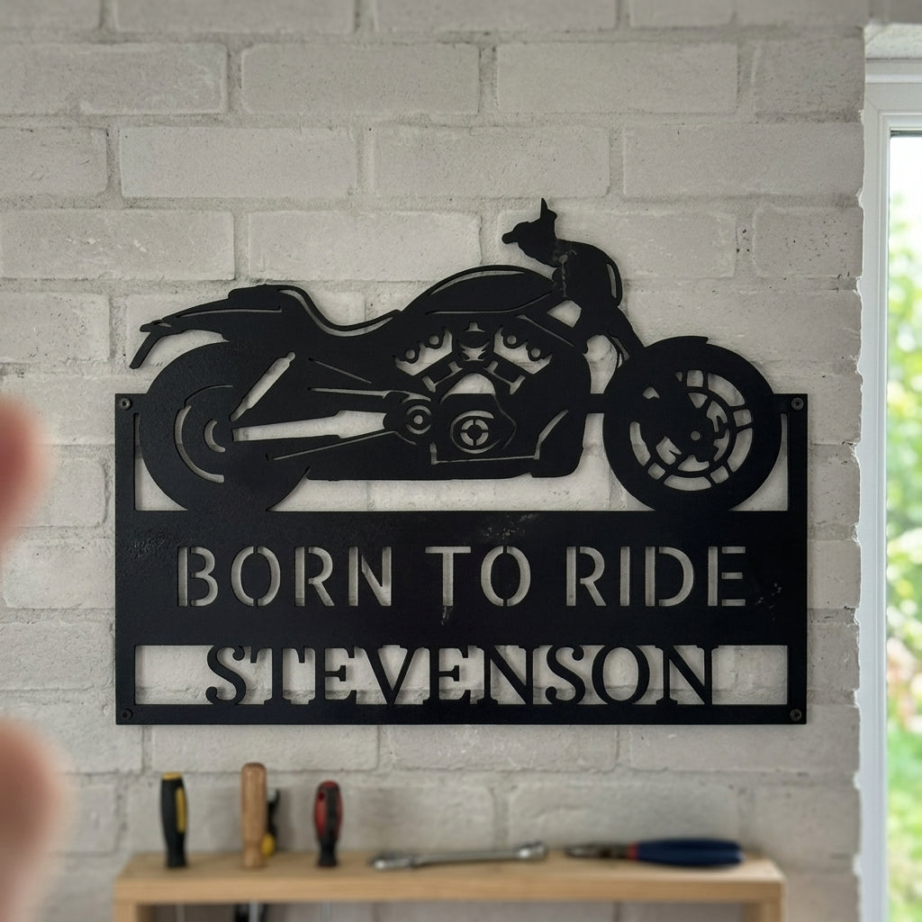 Custom Metal Wall Art - Personalized Car Garage Steel sign Black