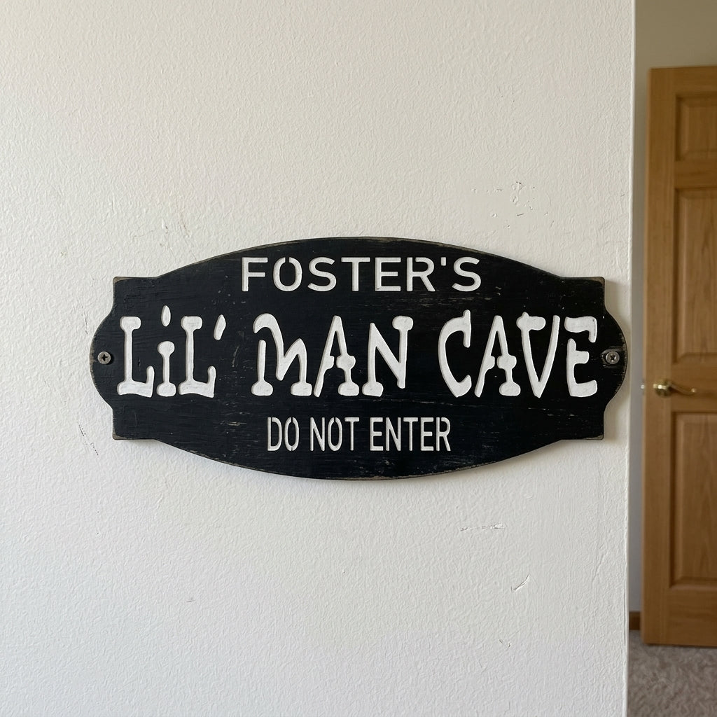 Custom Metal Sign - Personalized Boy's Bedroom Name Plaque Black