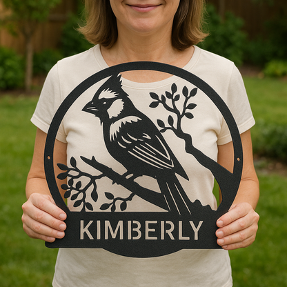 Cardinal Bird Metal Sign - Custom Garden Decor