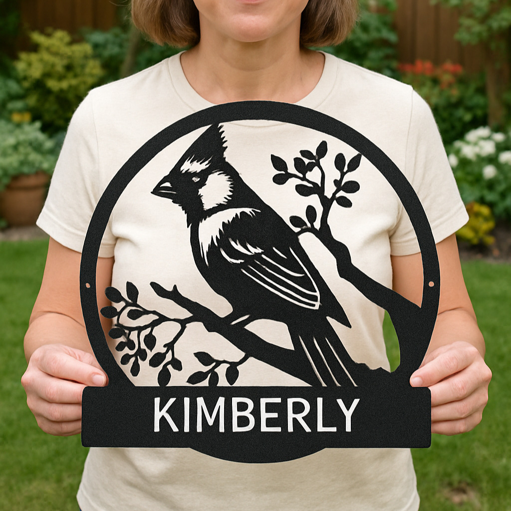 Cardinal Bird Metal Sign - Custom Garden Decor