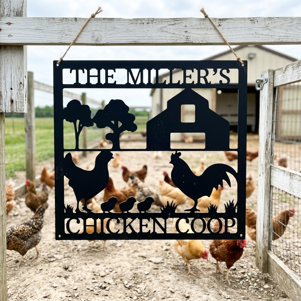 Custom Metal Wall Art - Homestead Chicken Coop Sign Black