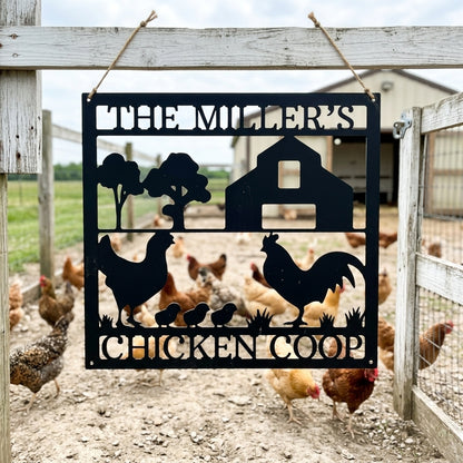Custom Metal Wall Art - Homestead Chicken Coop Sign Black