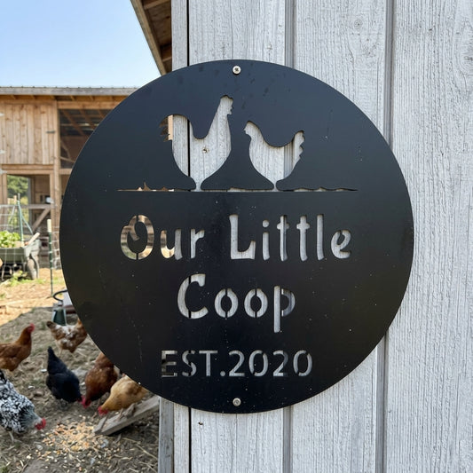 Custom Metal Wall Art - Personalized Chicken Coop Name Sign Black