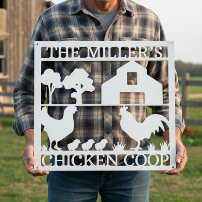 Chicken Coop Personalized Gifts - Custom Metal Sign White