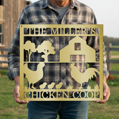 Chicken Coop Personalized Gifts - Custom Metal Sign Gold