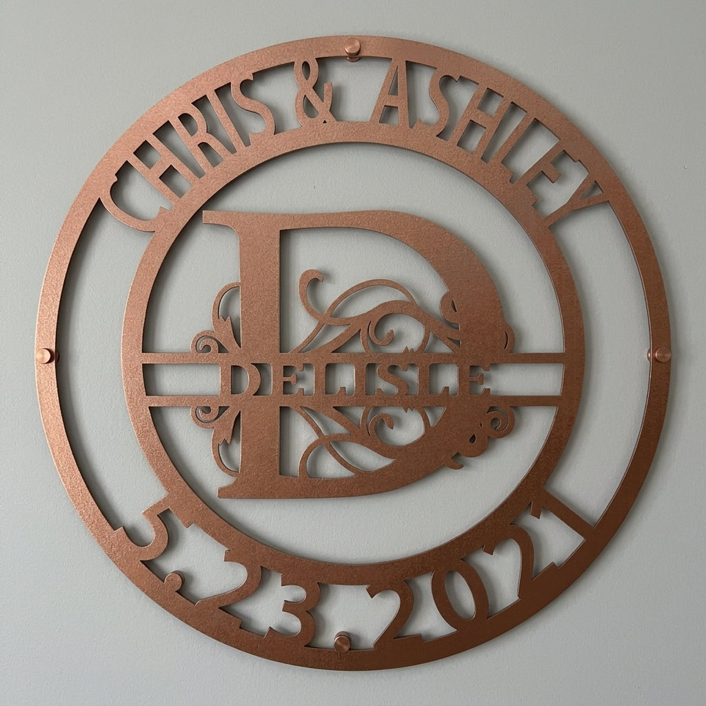 Custom Metal Wall Art - Personalized Split Letter Name Sign Copper