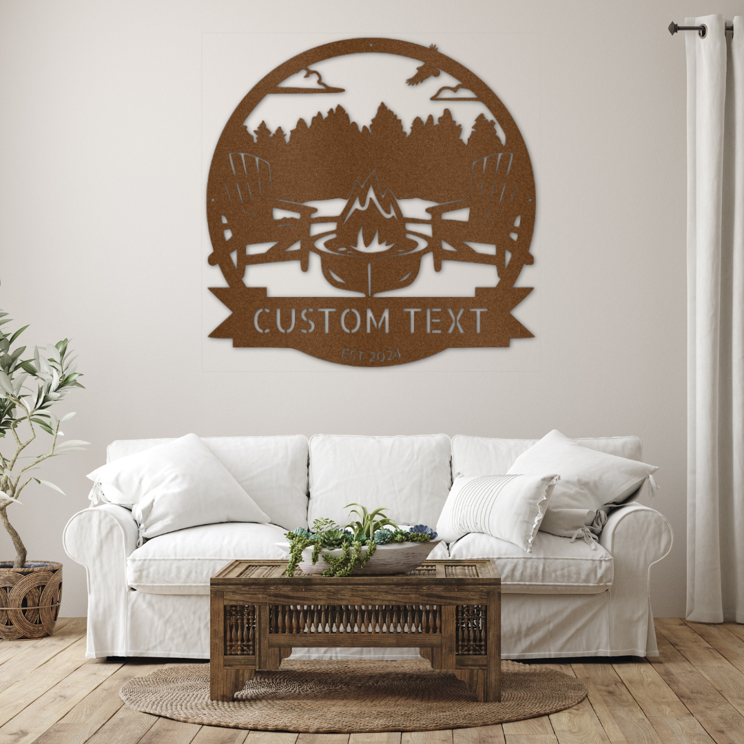 Lake Scene Metal Sign - Personalized Gifts - Custom Campfire and Camper Decor Sign