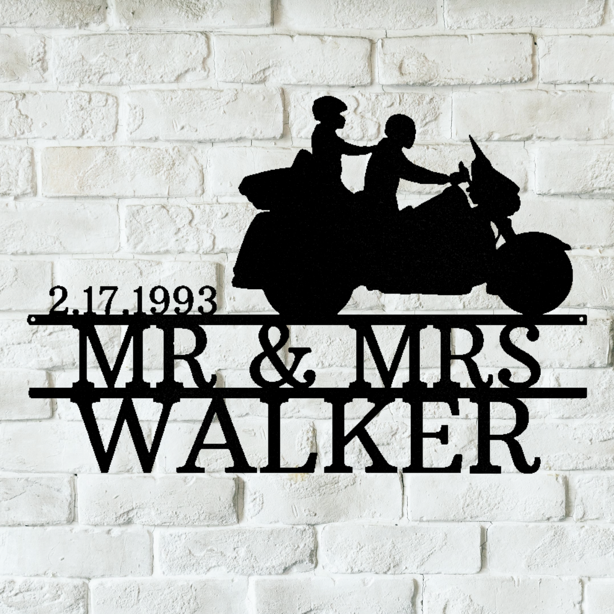 Motorcycle Couple Personalized Gifts - Custom Metal Sign Black