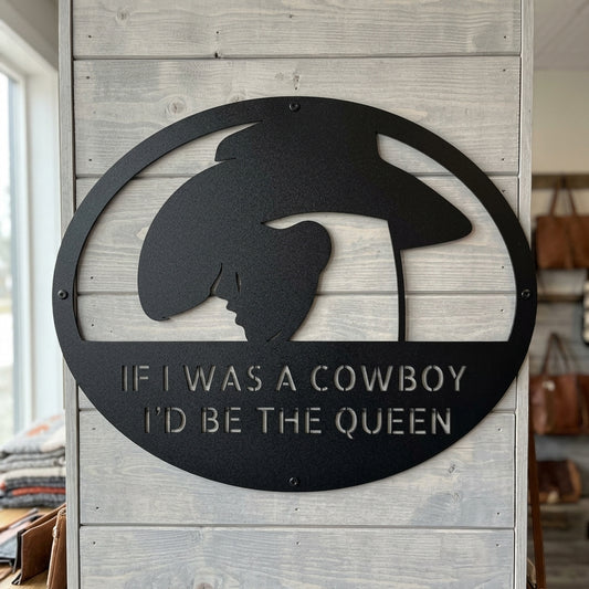 Custom Metal Wall Art - Personalized Cowgirl Sign Black