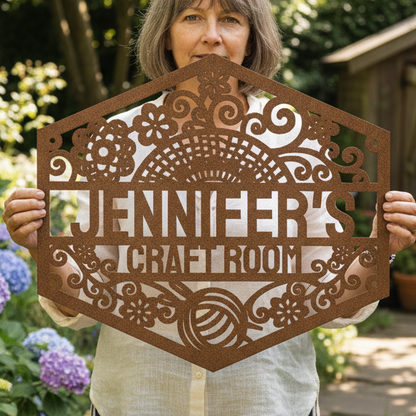 Custom Metal Wall Art - Personalized Crochet Sign Copper