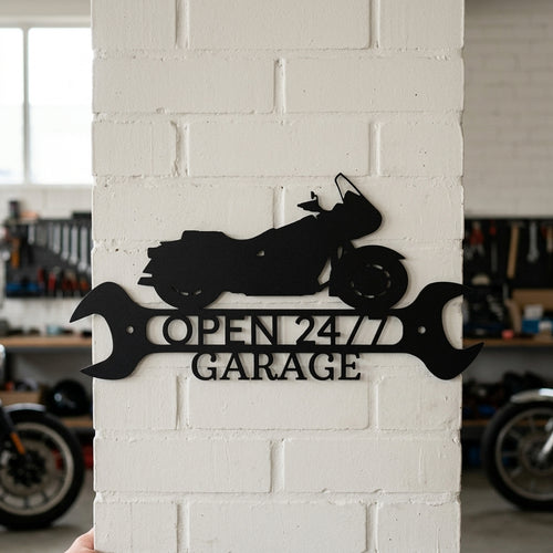 Custom Metal Wall Art - Personalized Cruiser Shop Name Sign Black
