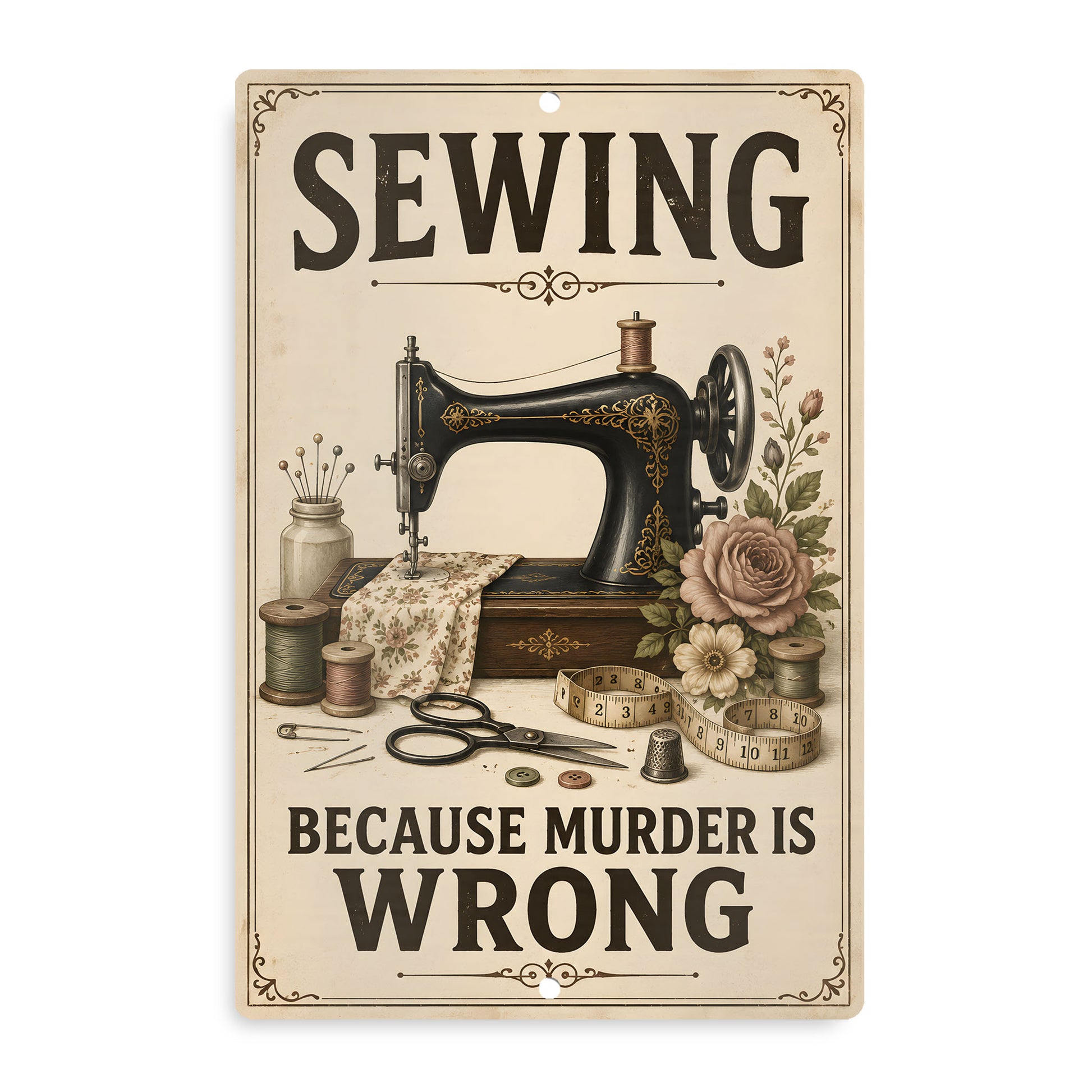 Aluminium Metal Sign - Sewing Vintage 12x18