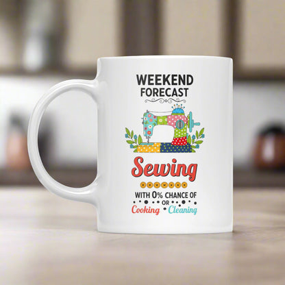 Weekend Forecast Sewing White Mug White 11oz