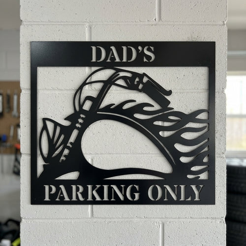 Custom Metal Wall Art - Personalized Hog Parking Name Sign Black