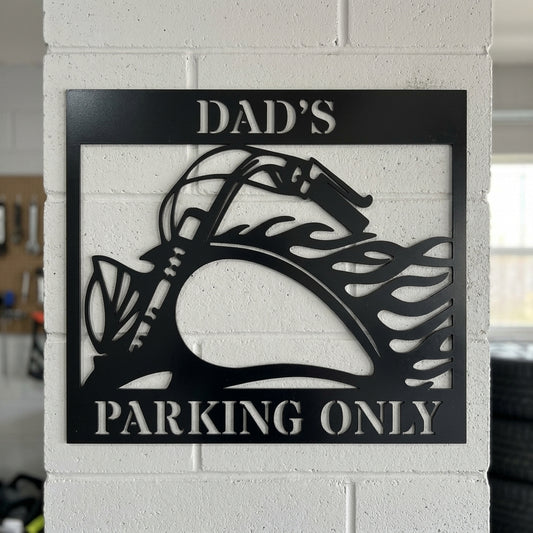 Custom Metal Wall Art - Personalized Hog Parking Name Sign Black