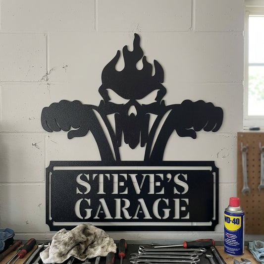 Custom Metal Wall Art - Personalized Dad's Motorcycle Sign Black