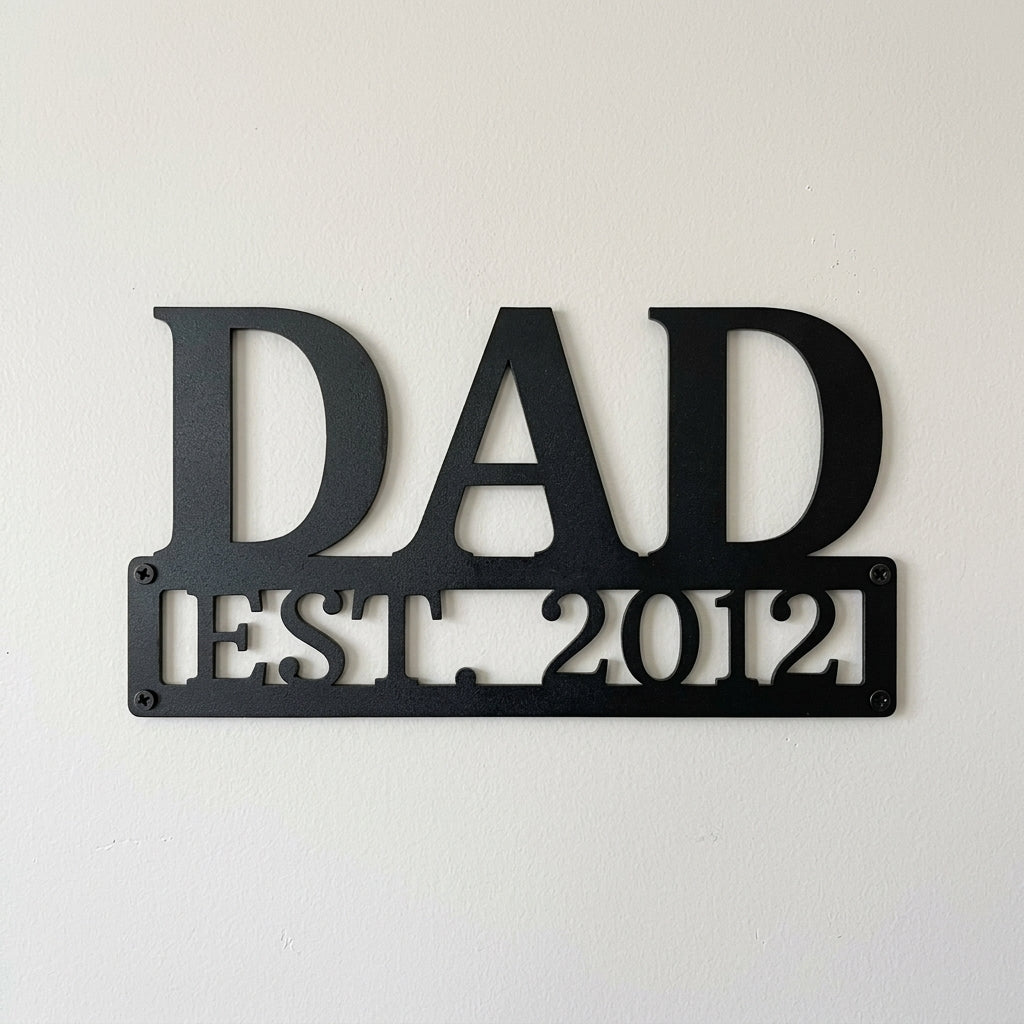 Custom Metal Wall Art - Personalized Dad's Workshop Plaque Black