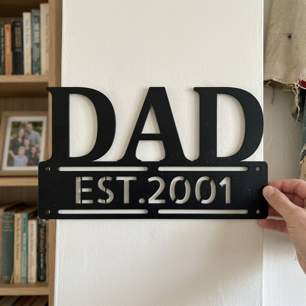 Custom Metal Wall Art - Personalized Father's Day Name Sign Black