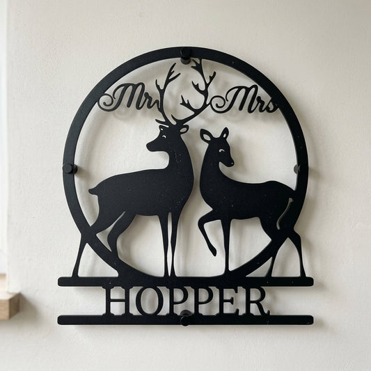 Custom Metal Wall Art - Personalized Mr and Mrs Sign Black