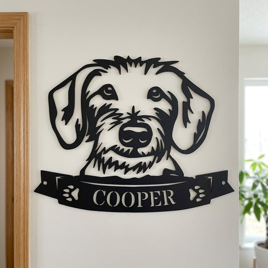Custom Metal Wall Art - Personalized Dachshund Sign Black