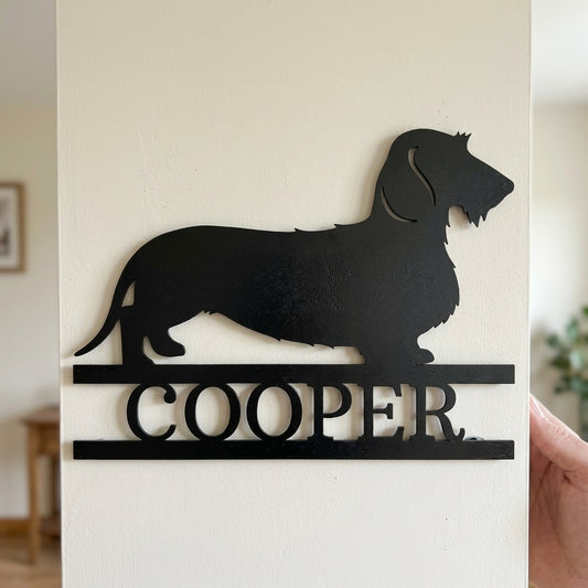 Custom Metal Wall Art - Personalized Dachshund Name Sign Black