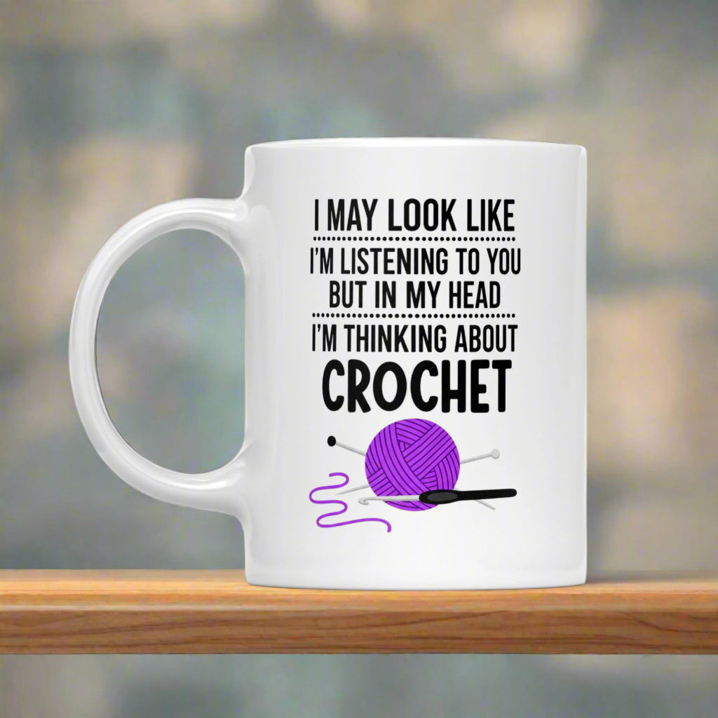 Crochet In My Head White Mug White 11oz