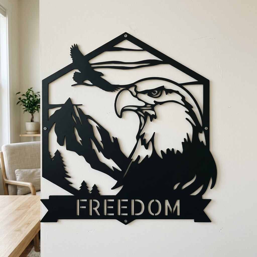 Custom Metal Wall Art - Personalized Patriotic Eagle Sign