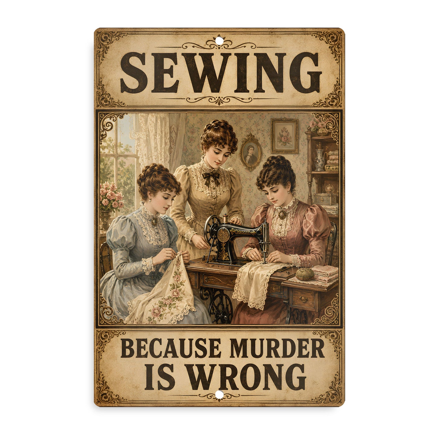 Aluminium Metal Sign - Sewing Vintage 12x18
