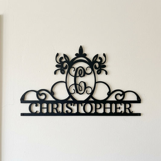 Custom Metal Wall Art - Personalized Monogram Sign Black