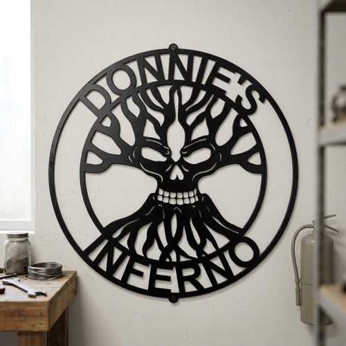 Custom Metal Wall Art - Personalized Skull Family Tree Sign