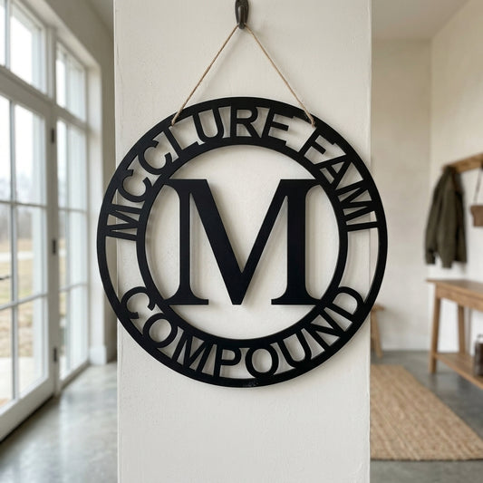 Custom Metal Wall Art - Split Letter Family Name Sign Black