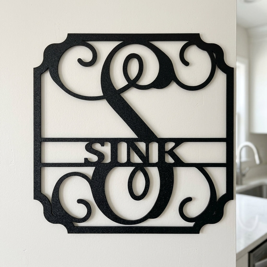 Custom Metal Wall Art - Personalized Established Family Sign Black