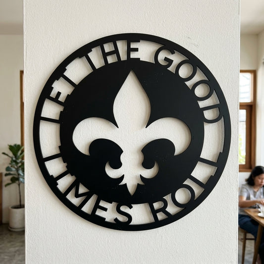 Custom Metal Wall Art - Personalized Fleur De Lis Sign Black