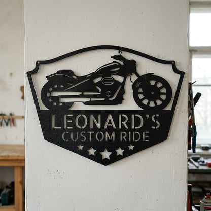 Custom Metal Wall Art - Personalized Biker Sign Black