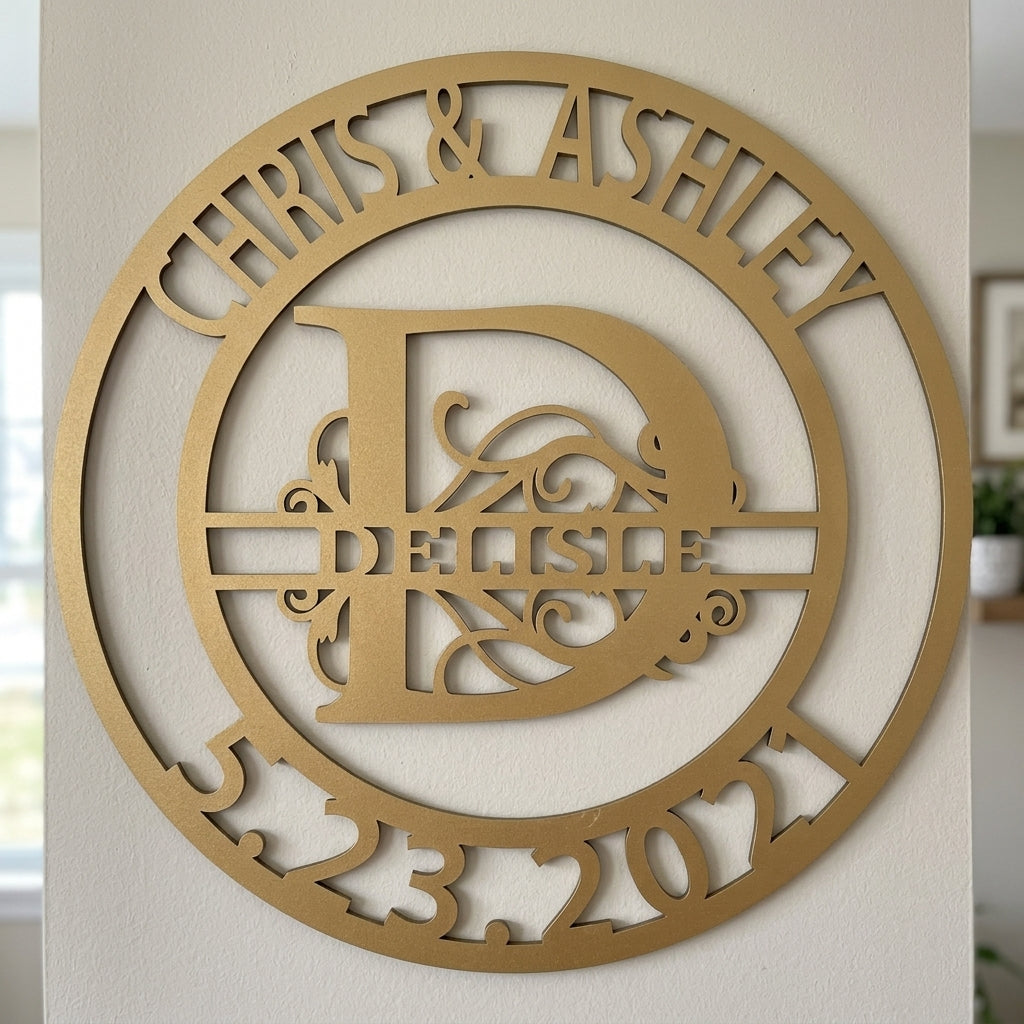 Custom Metal Wall Art - Personalized Split Letter Name Sign