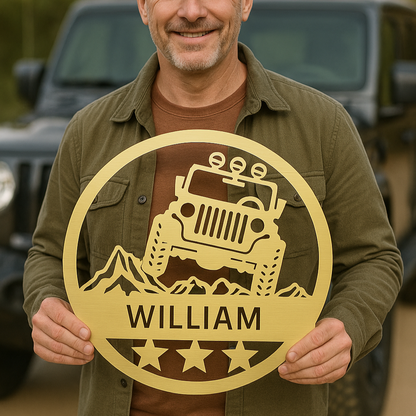 Personalized Off Road Car Metal Sign Gold