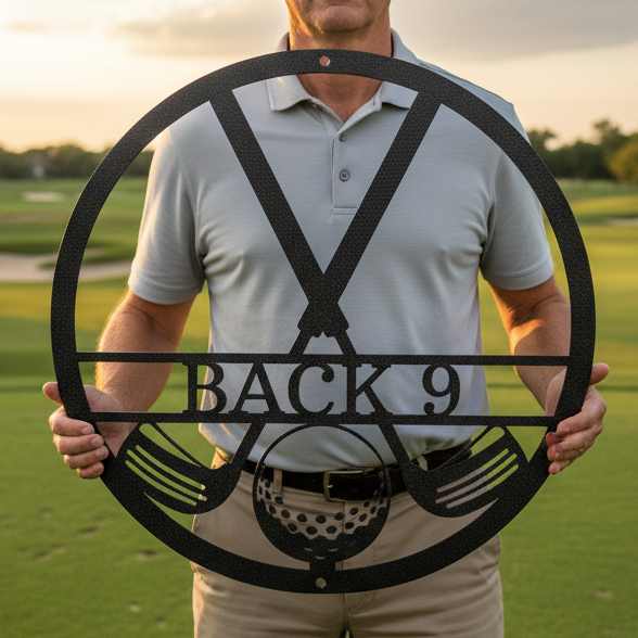 Custom Metal Wall Art - Personalized Golf Club Monogram Sign Black