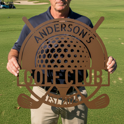 Custom Metal Wall Art - Personalized Golf Sign Copper