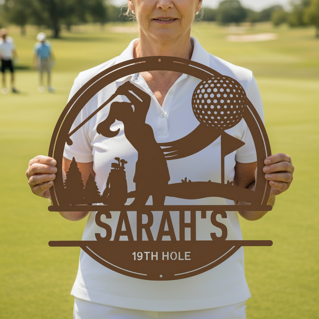 Personalized Golf Monogram Metal Sign Copper