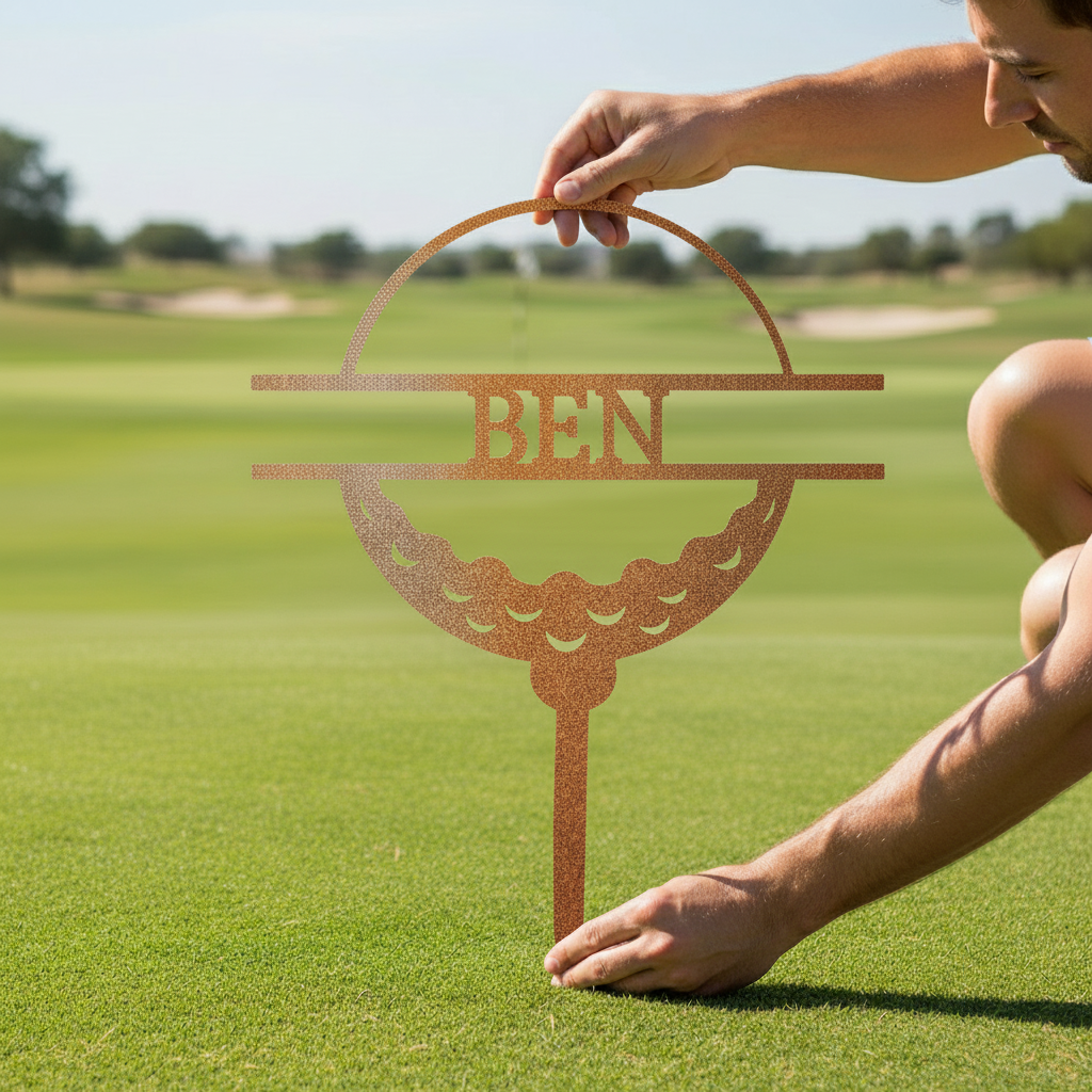 Custom Metal Wall Art - Personalized Golf Name Sign