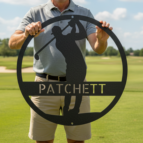 Custom Metal Wall Art - Personalized Golf Course Name Sign Black