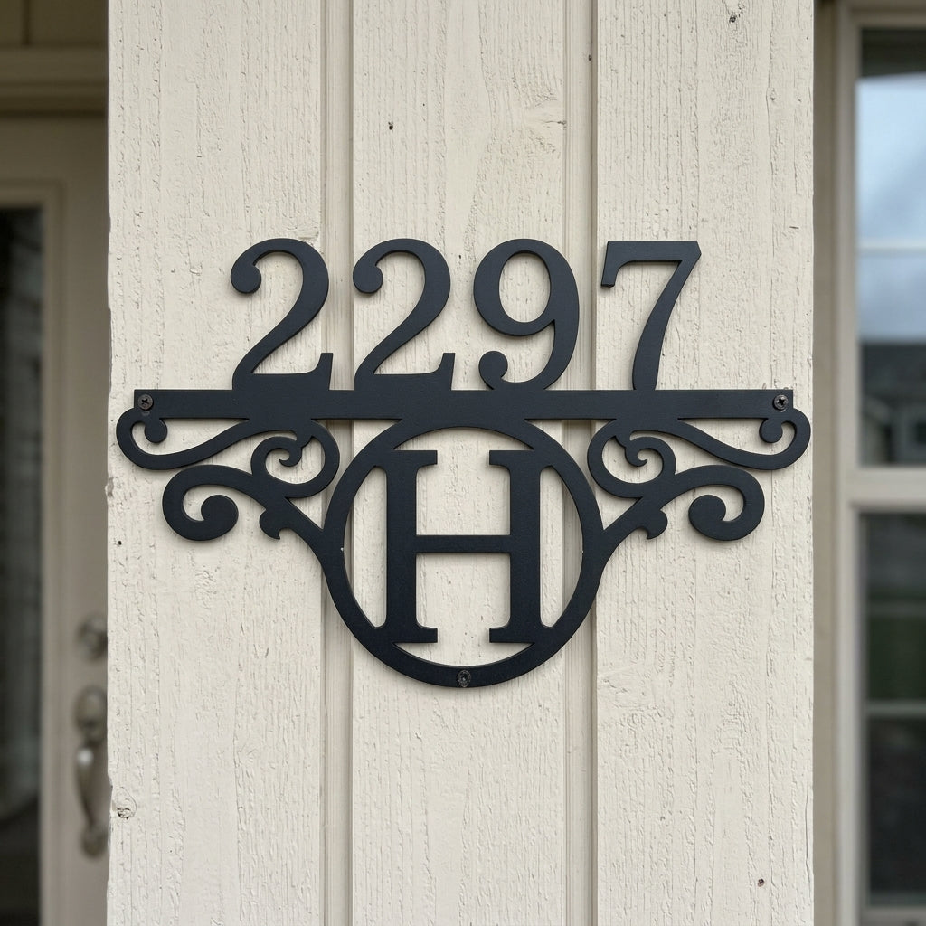 Custom Metal Wall Art - Personalized Address Sign Black