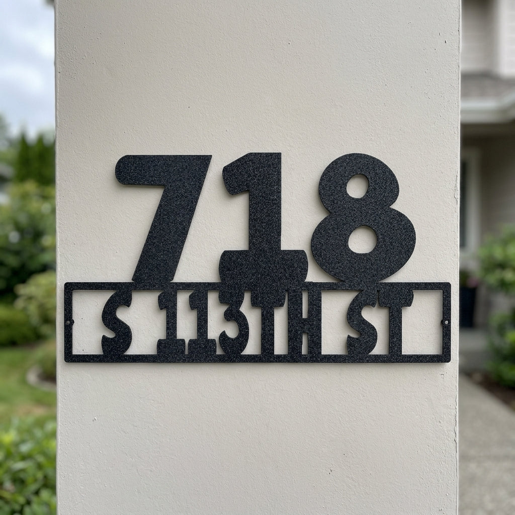 Custom Metal Wall Art - Personalized Home Address Sign Black