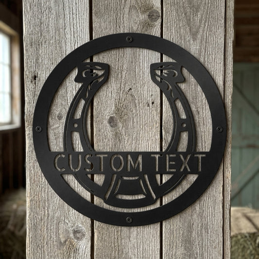 Custom Metal Wall Art - Personalized Horse Farm Sign Black