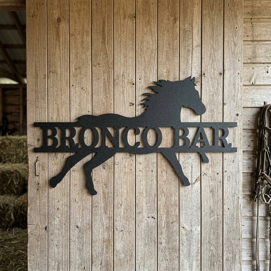 Custom Metal Wall Art - Personalized Sprinting Horse Sign Black