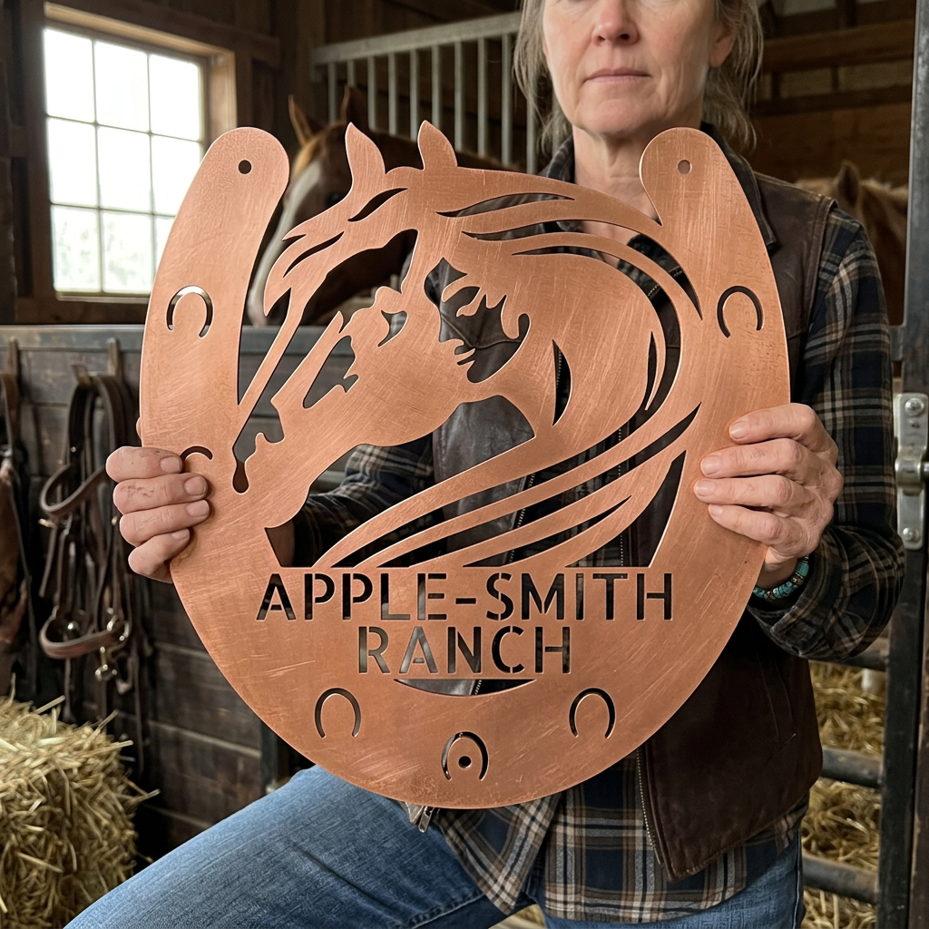 Custom Metal Sign - Personalized Horse Farm Housewarming Plaque Copper
